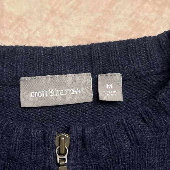 Vintage Y2K Croft & Barrow Embroidered Fall Leaves Zip Up Sweater Blue Autumn - Picture 3 of 7